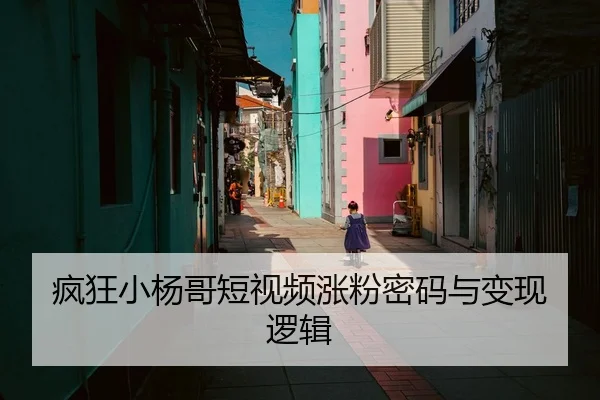 疯狂小杨哥短视频涨粉密码与变现逻辑