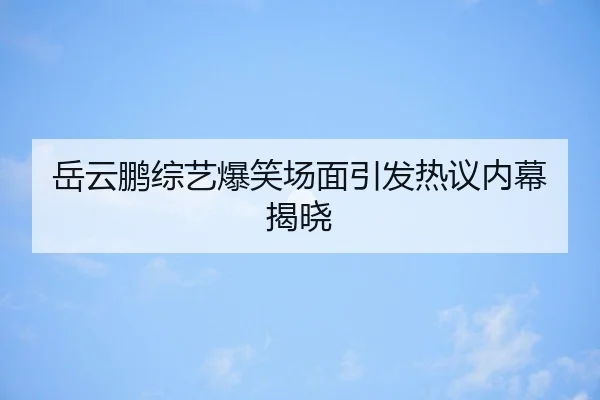 岳云鹏综艺爆笑场面引发热议内幕揭晓
